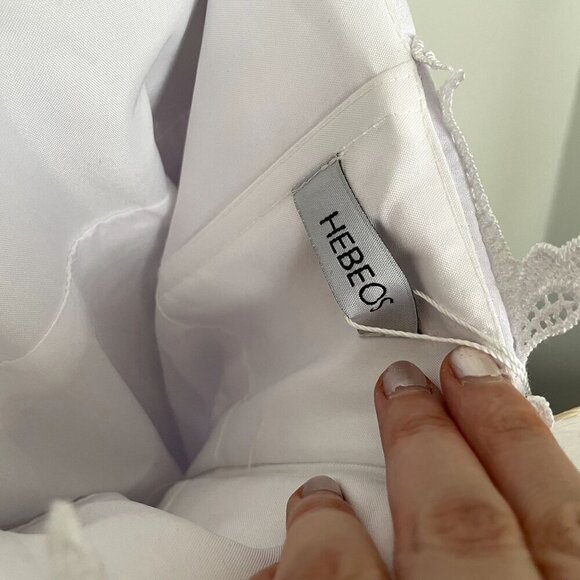 NWT Hebeos white wedding dress formal lace buttons applique women size small - Picture 10 of 14